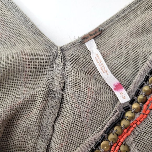 Free People Beaded Cotton jersey Long Sleeve Tunic Top - Picture 4 of 6